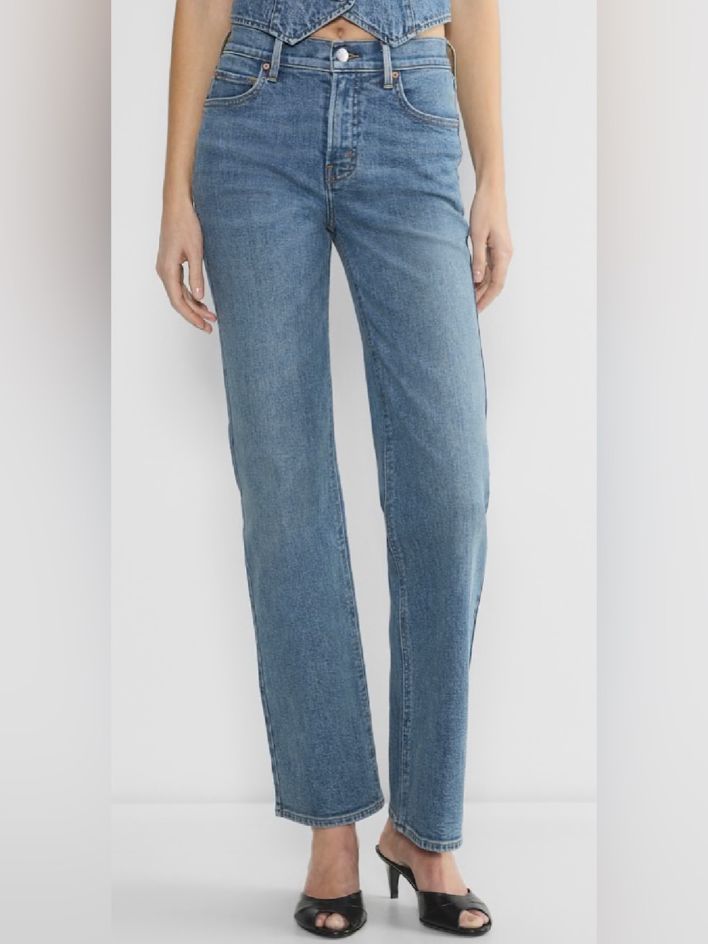 Aritzia Denim Forum 90s Snatched Mid-rise Straight Leg Jeans Size 27 - Picture 1 of 10